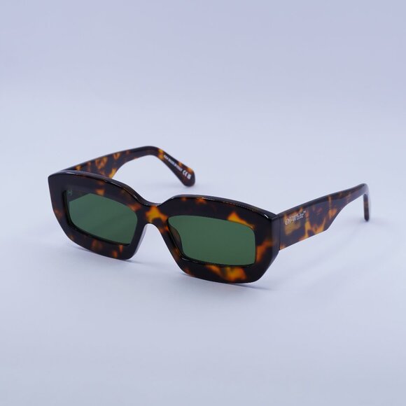 ?️New Off-White OERI138 CHARLOTTE 6055 Sunglasses - Havana Frame, Green Lenses